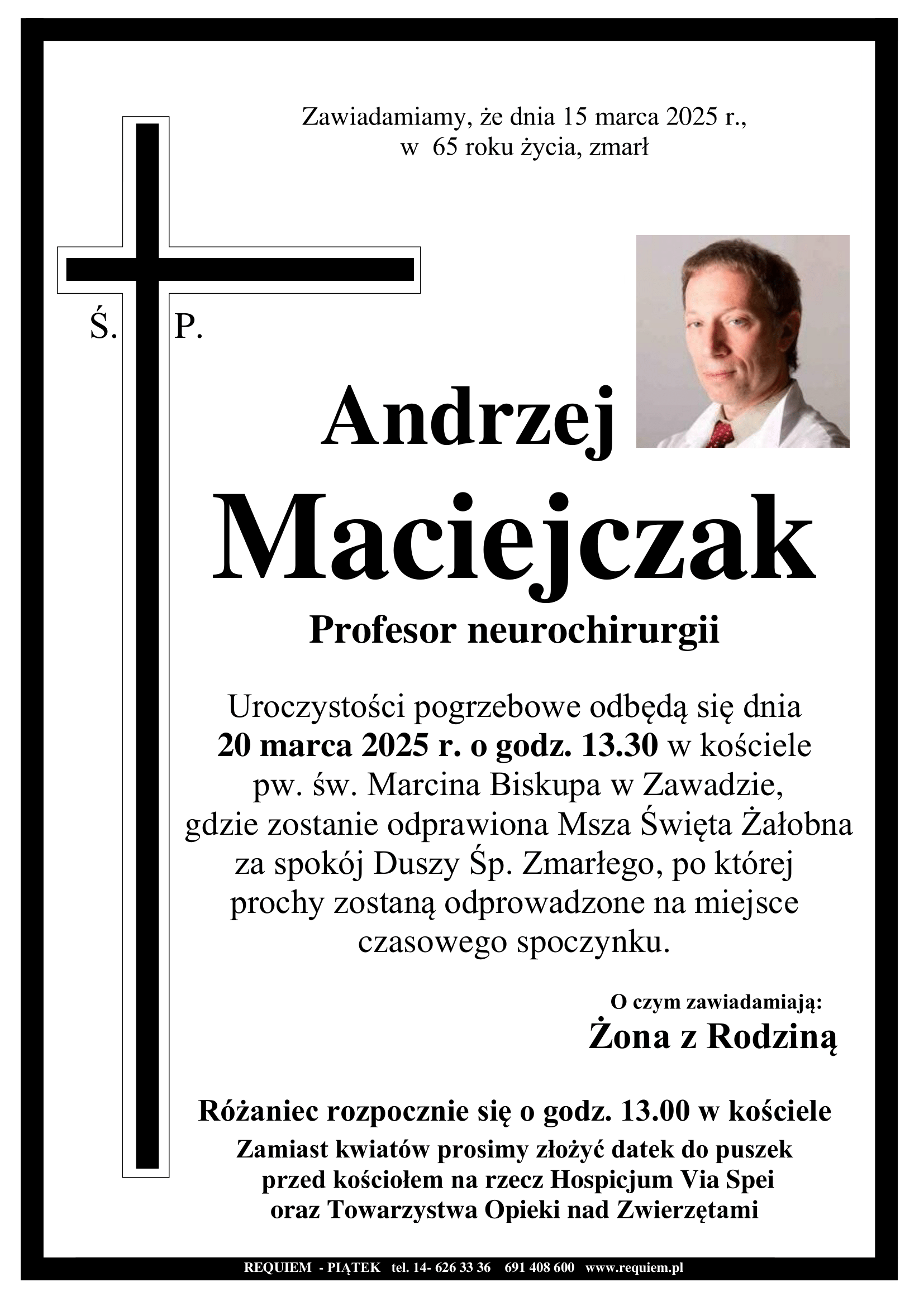 Uroczystości pogrzebowe prof. Andrzeja Maciejczaka