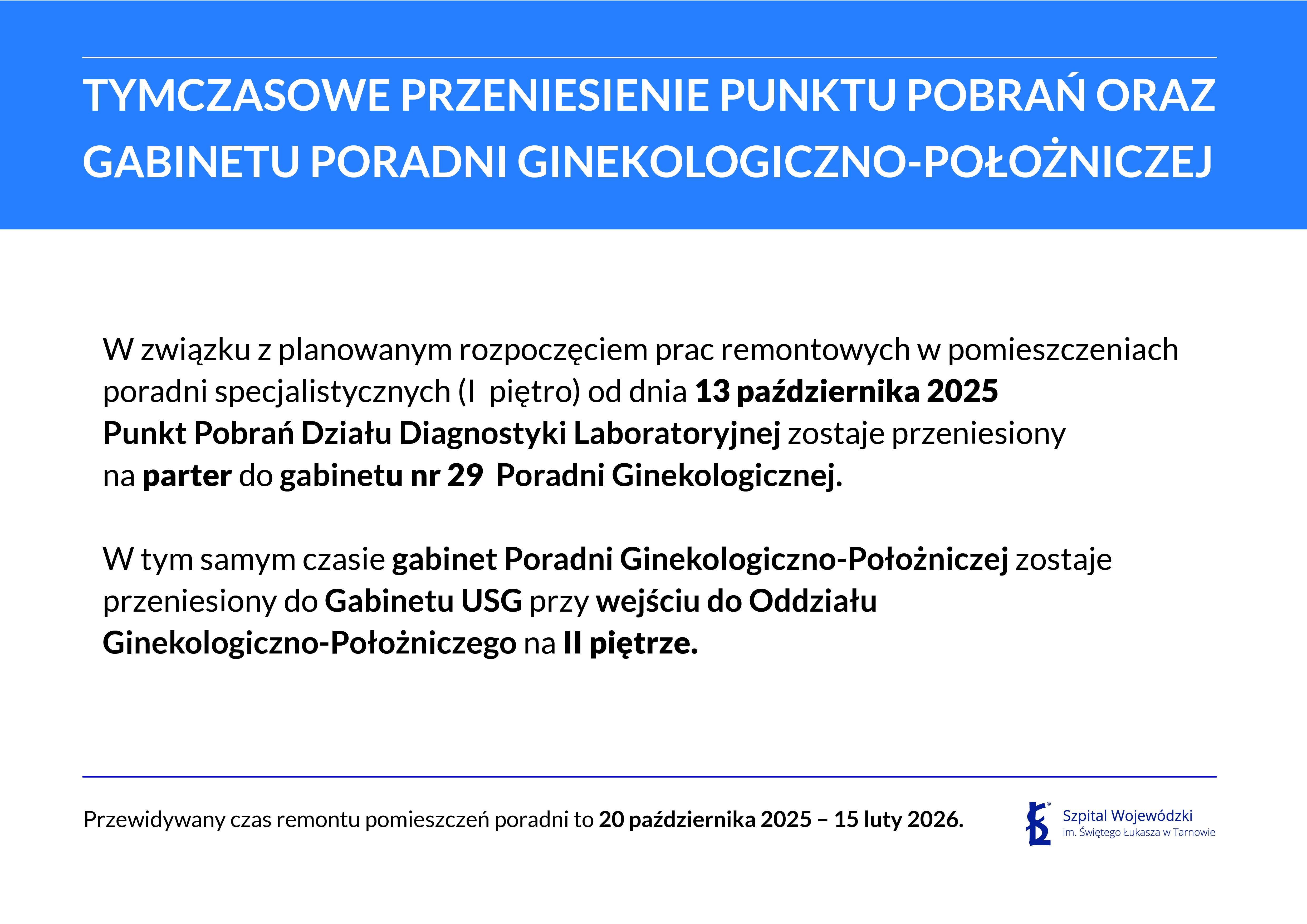 WAŻNA INFORMACJA DLA PACJENTÓW